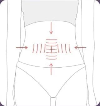 채취 후 복부가 수축하는 방향을 표시한 그림